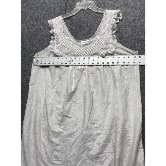 Vintage Barbizon Nightgown Womens White Lace Trim Floral Ribbon Sleepwear Ruffle - Picture 8 of 9